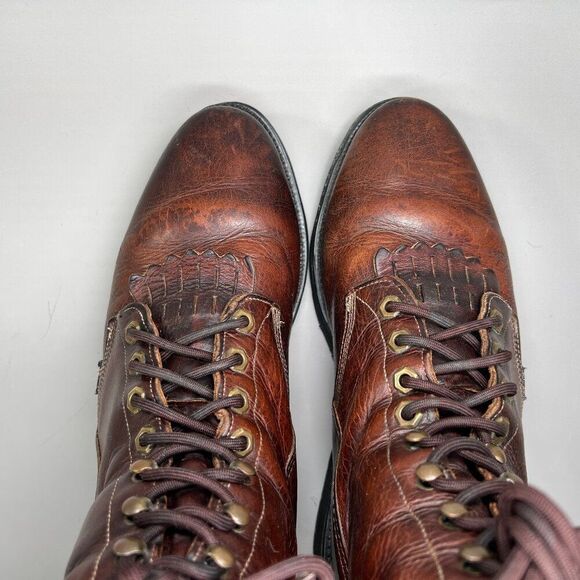 Justin Double Comfort Boots Men's Size 10EEE Briar Pitstop Leather Lace Up USA - Picture 9 of 13